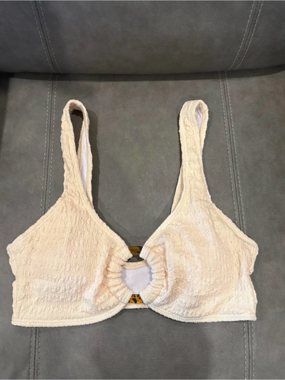 SHEIN Cream Textured Ring-Front Bikini